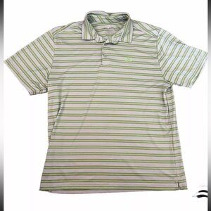 Under Armour Shirt Men's XL Golf Polo Loose Heat Gear Green Striped Short Sleeve